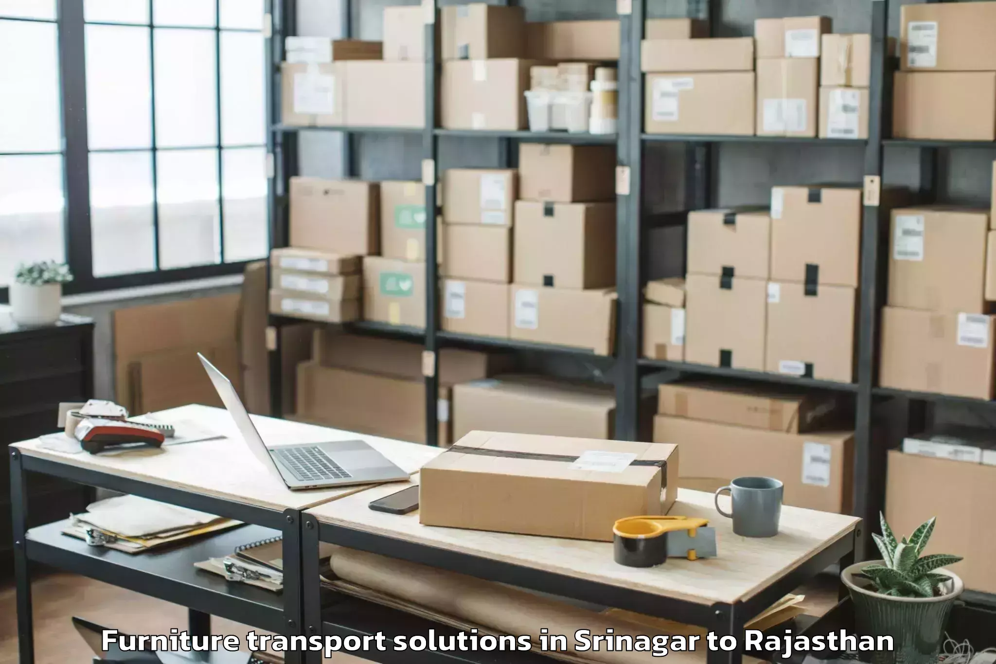 Trusted Srinagar to Takhatgarh Furniture Transport Solutions